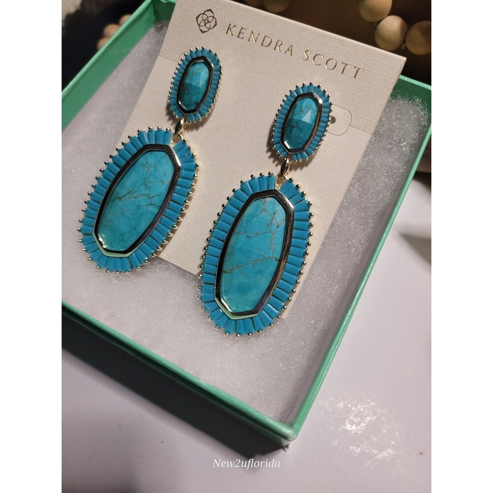 Vintage Kendra Scott Kaki Earrings Turquoise
